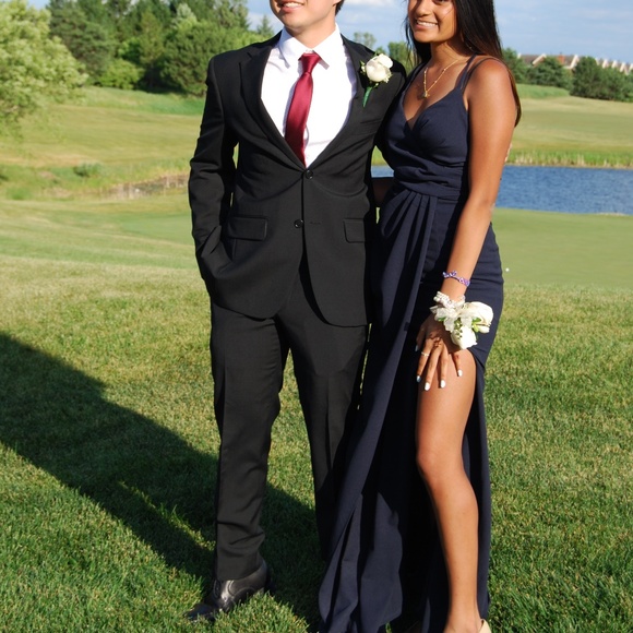 Long Navy Prom Dress - Picture 1 of 1